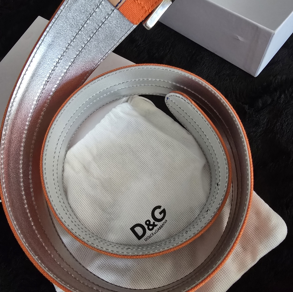 D&G Vibrant Orange and White Belt